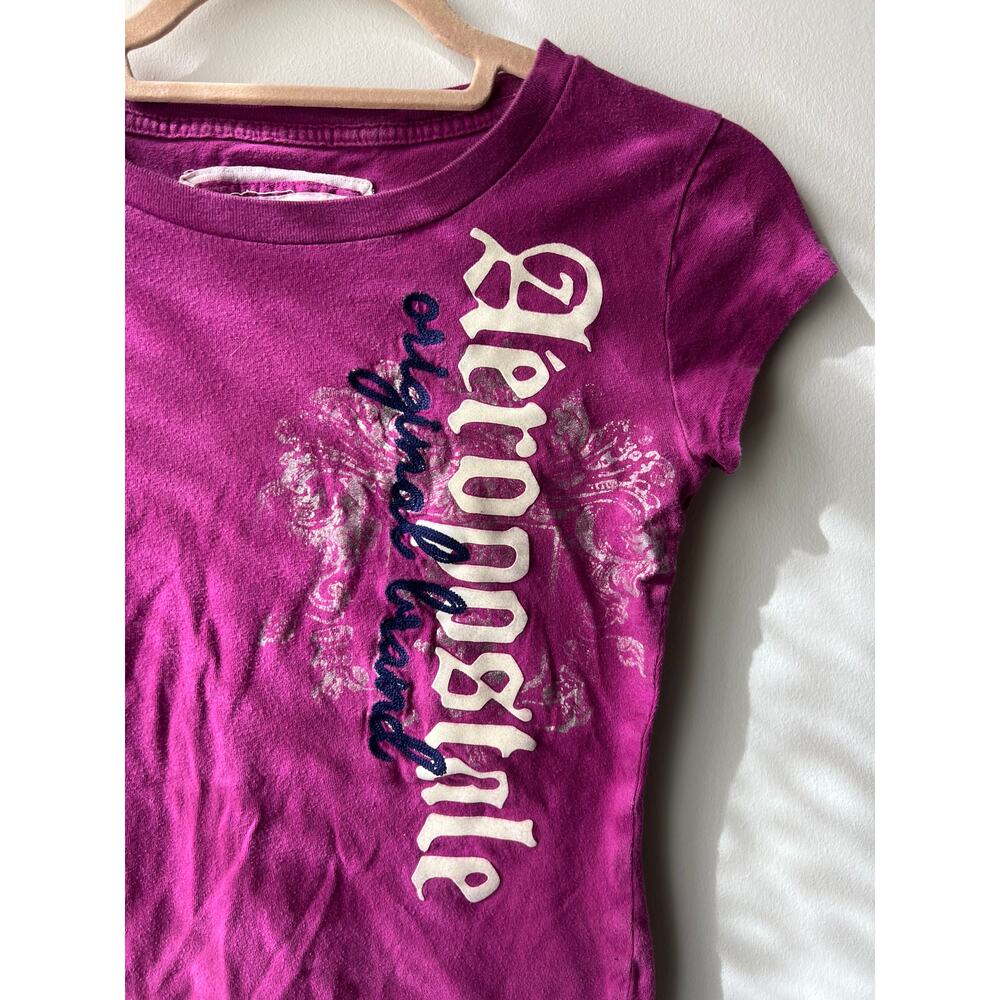 Y2K Vintage Aeropostale Purple Pink Graphic Tee Size Small